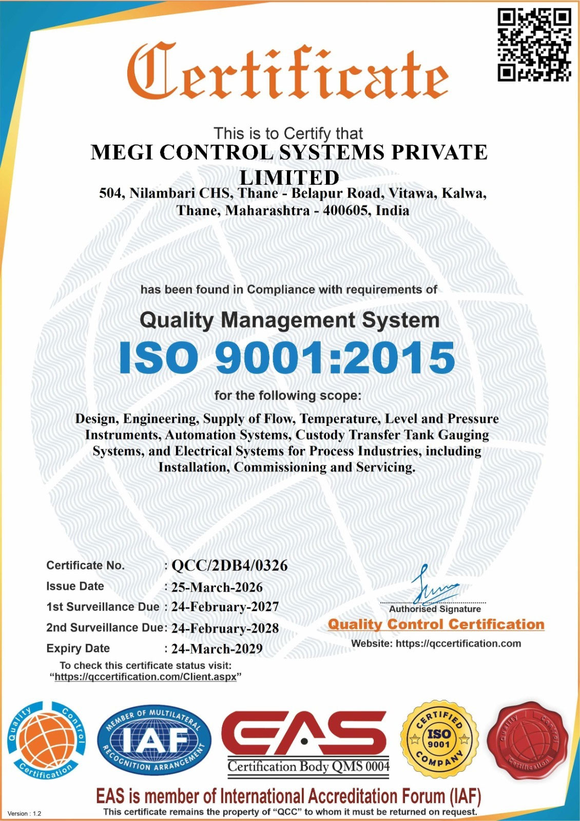 ISO 9001:2015 Certificate